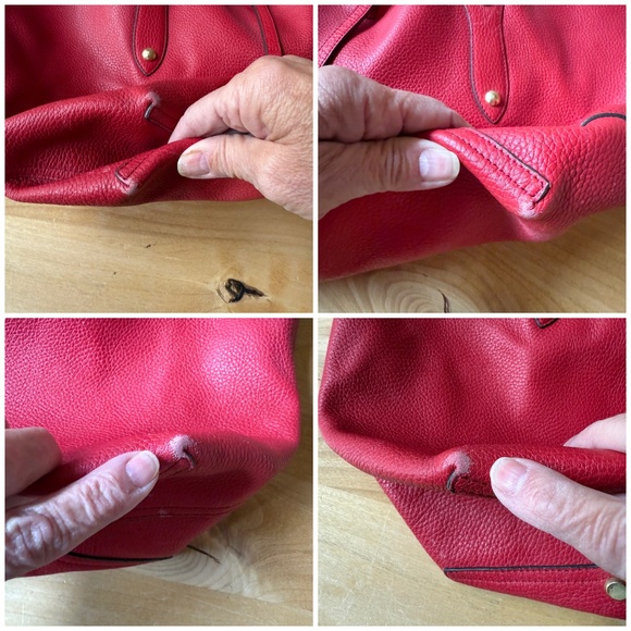 ANNABEL INGALL RED PEBBLE LEATHER ISABELLA TOTE BAG LUXURY SHOULDER STRAPS - Picture 10 of 11